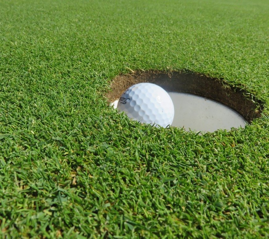 golf ball falling into hole
